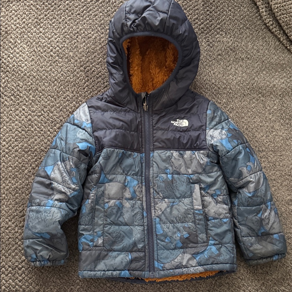 The North Face Reversible Camouflage Blue and Gray Jacket
